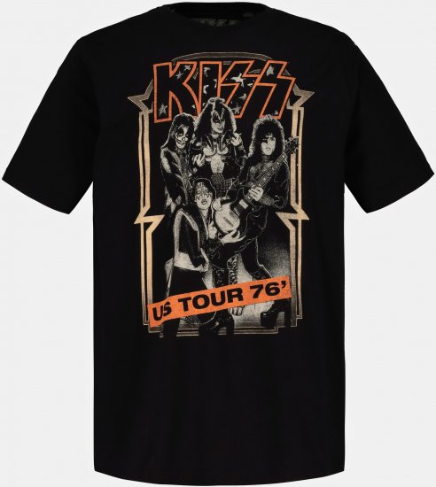 JP1880 KISS Retro Graphic Comfort Fit Band T-Shirt Black - Tričká - Nadrozmerné tričká - 2XL-14XL
