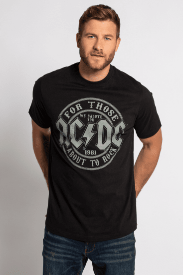 JP1880 AC/DC Graphic Comfort Fit Band T-Shirt Black - Tričká - Nadrozmerné tričká - 2XL-14XL