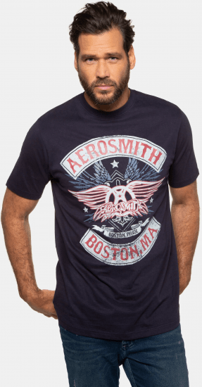 JP1880 Aerosmith Graphic Comfort Fit Band T-Shirt Black - Tričká - Nadrozmerné tričká - 2XL-14XL