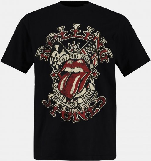 JP1880 Rolling Stones Graphic Comfort Fit Band T-Shirt Black - Tričká - Nadrozmerné tričká - 2XL-14XL