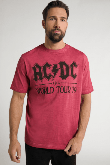 JP1880 AC/DC World Tour Graphic Comfort Fit Band T-Shirt Dark Red - Tričká - Nadrozmerné tričká - 2XL-14XL