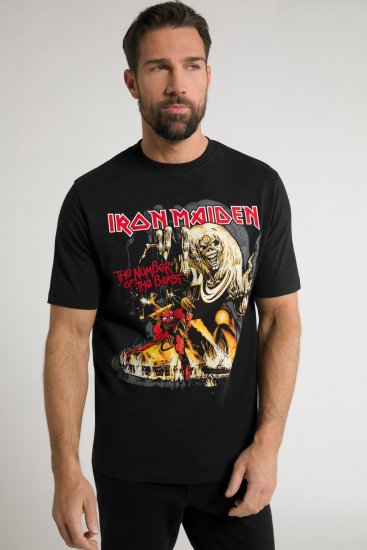 JP1880 Iron Maiden - Number of the Beast Graphic Comfort Fit Band T-Shirt Black - Tričká - Nadrozmerné tričká - 2XL-14XL