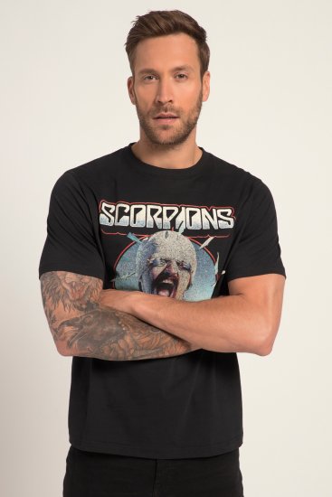 JP1880 Scorpions Blackout Graphic Comfort Fit Band T-Shirt Black - Tričká - Nadrozmerné tričká - 2XL-14XL