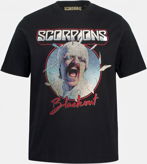 JP1880 Scorpions Blackout Graphic Comfort Fit Band T-Shirt Black - Tričká - Nadrozmerné tričká - 2XL-14XL