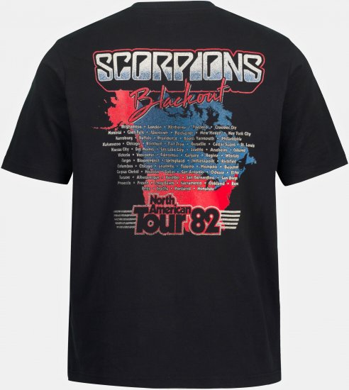 JP1880 Scorpions Blackout Graphic Comfort Fit Band T-Shirt Black - Tričká - Nadrozmerné tričká - 2XL-14XL
