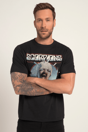 JP1880 Scorpions Blackout Graphic Comfort Fit Band T-Shirt Black - Tričká - Nadrozmerné tričká - 2XL-14XL