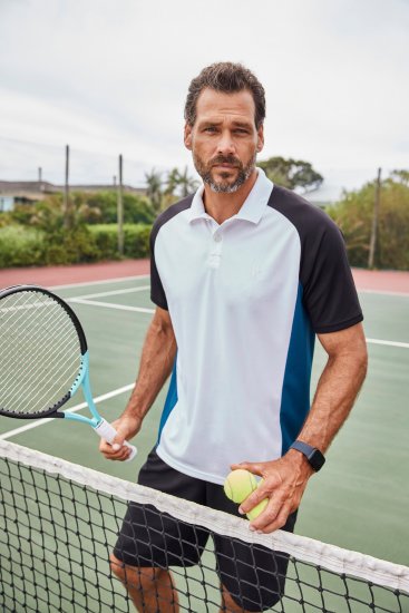 JP1880 FLEXNAMIC® QuickDry Tennis Polo Black-White-Blue - Športové oblečenie - Sportovní Oblečení 2XL-10XL