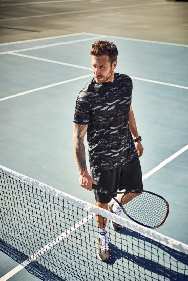 JP1880 QuickDry Graphic Print Tennis T-Shirt Black - Športové oblečenie - Sportovní Oblečení 2XL-10XL