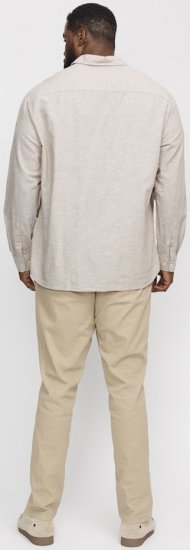 Jack & Jones Breeze Linen Blend Long Sleeve Shirt Crockery - Košele - Košele 2XL-10XL