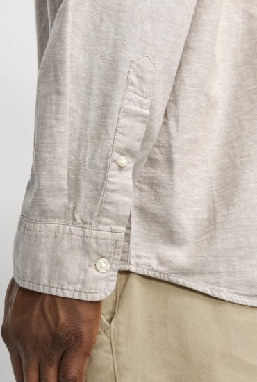 Jack & Jones Breeze Linen Blend Long Sleeve Shirt Crockery - Košele - Košele 2XL-10XL