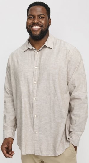 Jack & Jones Breeze Linen Blend Long Sleeve Shirt Crockery - Košele - Košele 2XL-10XL