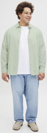 Jack & Jones Breeze Linen Blend Long Sleeve Shirt Iceberg Green - Košele - Košele 2XL-10XL