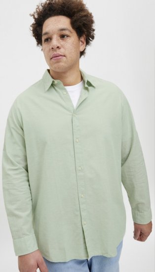 Jack & Jones Breeze Linen Blend Long Sleeve Shirt Iceberg Green - Košele - Košele 2XL-10XL