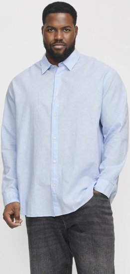 Jack & Jones Breeze Linen Blend Long Sleeve Shirt Chambray Blue - Košele - Košele 2XL-10XL