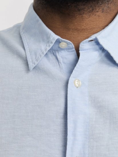 Jack & Jones Breeze Linen Blend Long Sleeve Shirt Chambray Blue - Košele - Košele 2XL-10XL