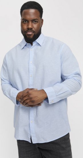 Jack & Jones Breeze Linen Blend Long Sleeve Shirt Chambray Blue - Košele - Košele 2XL-10XL