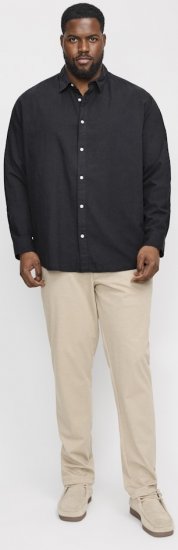 Jack & Jones Breeze Linen Blend Long Sleeve Shirt Black - Košele - Košele 2XL-10XL