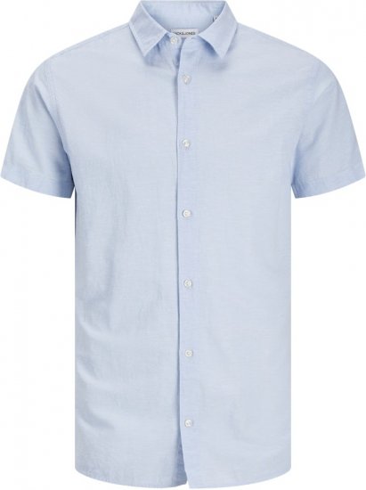 Jack & Jones Breeze Linen Blend Short Sleeve Shirt Chambray Blue - Košele - Košele 2XL-10XL
