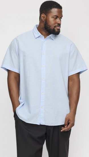 Jack & Jones Breeze Linen Blend Short Sleeve Shirt Chambray Blue - Košele - Košele 2XL-10XL