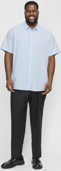 Jack & Jones Breeze Linen Blend Short Sleeve Shirt Chambray Blue - Košele - Košele 2XL-10XL