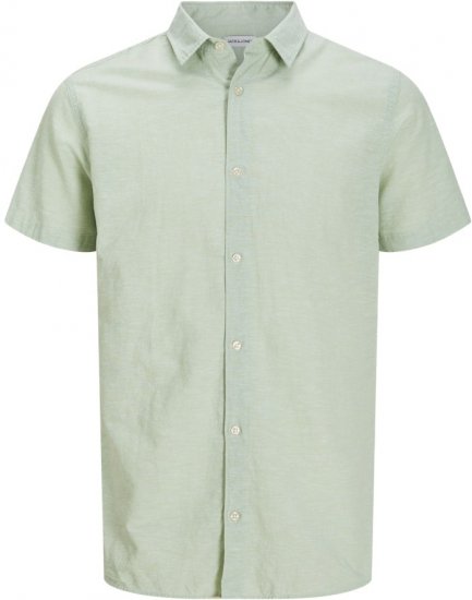 Jack & Jones Breeze Linen Blend Short Sleeve Shirt Iceberg Green - Košele - Košele 2XL-10XL