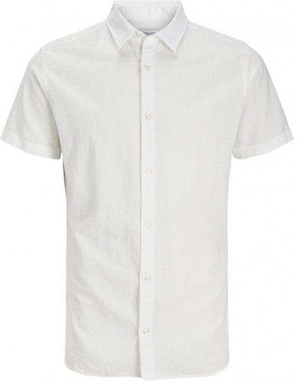 Jack & Jones Breeze Linen Blend Short Sleeve Shirt White - Košele - Košele 2XL-10XL