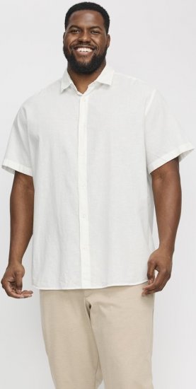 Jack & Jones Breeze Linen Blend Short Sleeve Shirt White - Košele - Košele 2XL-10XL