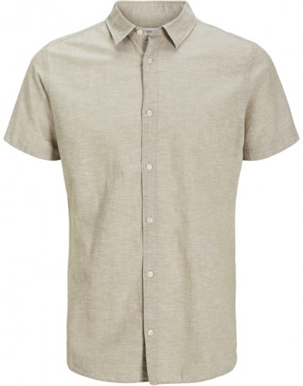 Jack & Jones Breeze Linen Blend Short Sleeve Shirt Beige - Košele - Košele 2XL-10XL