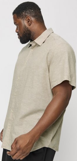 Jack & Jones Breeze Linen Blend Short Sleeve Shirt Beige - Košele - Košele 2XL-10XL