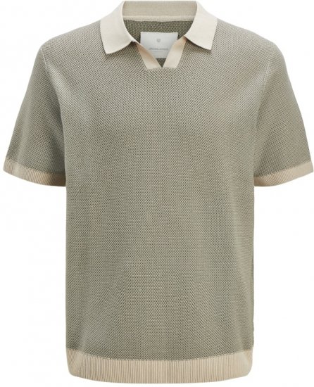 Jack & Jones Ceaston Knit Short Sleeve Sweater Vetiver - Mikiny & mikiny bez kapucne - Mikiny & Mikiny s Kapucňou 2XL-12XL