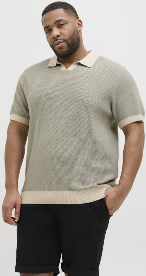 Jack & Jones Ceaston Knit Short Sleeve Sweater Vetiver - Mikiny & mikiny bez kapucne - Mikiny & Mikiny s Kapucňou 2XL-12XL