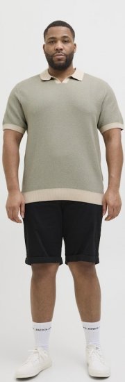 Jack & Jones Ceaston Knit Short Sleeve Sweater Vetiver - Mikiny & mikiny bez kapucne - Mikiny & Mikiny s Kapucňou 2XL-12XL