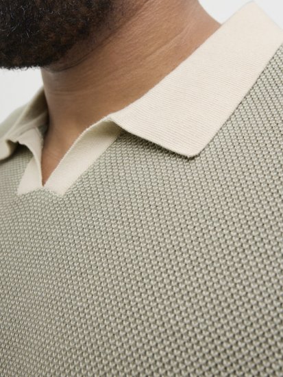 Jack & Jones Ceaston Knit Short Sleeve Sweater Vetiver - Mikiny & mikiny bez kapucne - Mikiny & Mikiny s Kapucňou 2XL-12XL