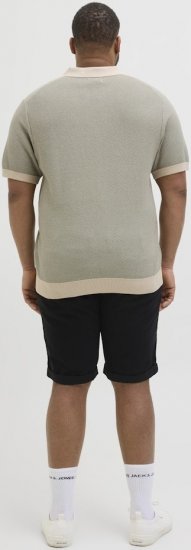 Jack & Jones Ceaston Knit Short Sleeve Sweater Vetiver - Mikiny & mikiny bez kapucne - Mikiny & Mikiny s Kapucňou 2XL-12XL