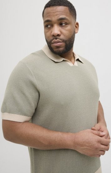 Jack & Jones Ceaston Knit Short Sleeve Sweater Vetiver - Mikiny & mikiny bez kapucne - Mikiny & Mikiny s Kapucňou 2XL-12XL