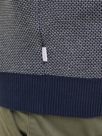 Jack & Jones Ceaston Knit Short Sleeve Sweater Grey/Blue - Mikiny & mikiny bez kapucne - Mikiny & Mikiny s Kapucňou 2XL-12XL
