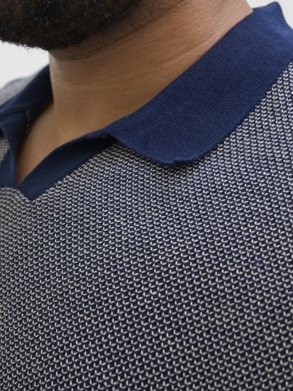 Jack & Jones Ceaston Knit Short Sleeve Sweater Grey/Blue - Mikiny & mikiny bez kapucne - Mikiny & Mikiny s Kapucňou 2XL-12XL
