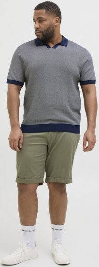 Jack & Jones Ceaston Knit Short Sleeve Sweater Grey/Blue - Mikiny & mikiny bez kapucne - Mikiny & Mikiny s Kapucňou 2XL-12XL