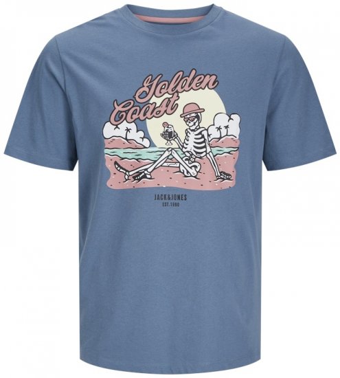 Jack & Jones Elijah Crew Neck T-Shirt Blue - Tričká - Nadrozmerné tričká - 2XL-14XL