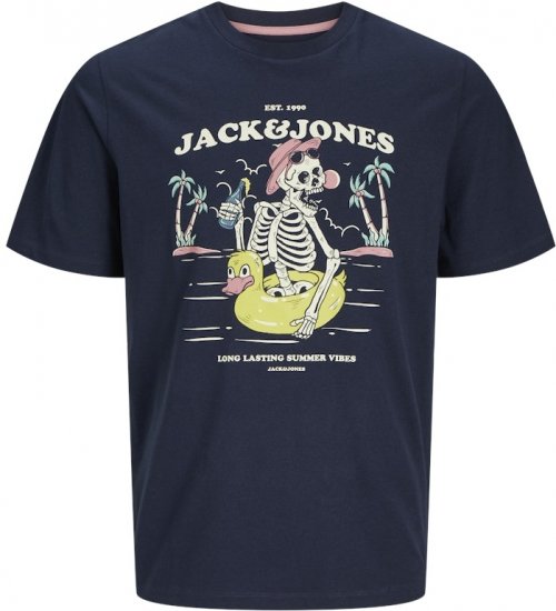 Jack & Jones Elijah Crew Neck T-Shirt Navy - Tričká - Nadrozmerné tričká - 2XL-14XL