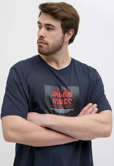 Jack & Jones Hudson Crew Neck T-Shirt Navy - Tričká - Nadrozmerné tričká - 2XL-14XL