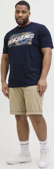 Jack & Jones Hawaii Shape Crew Neck T-Shirt Navy - Tričká - Nadrozmerné tričká - 2XL-14XL