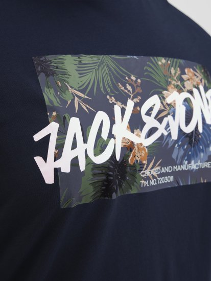 Jack & Jones Hawaii Shape Crew Neck T-Shirt Navy - Tričká - Nadrozmerné tričká - 2XL-14XL