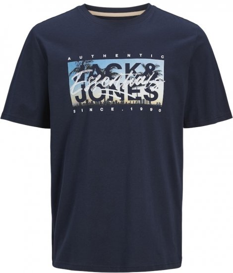 Jack & Jones Colton Photoprint Crew Neck T-Shirt Dark Navy - Tričká - Nadrozmerné tričká - 2XL-14XL