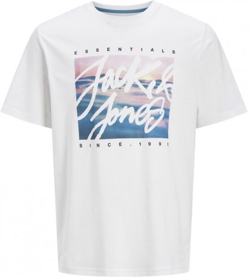 Jack & Jones Colton Photoprint Crew Neck T-Shirt White - Tričká - Nadrozmerné tričká - 2XL-14XL