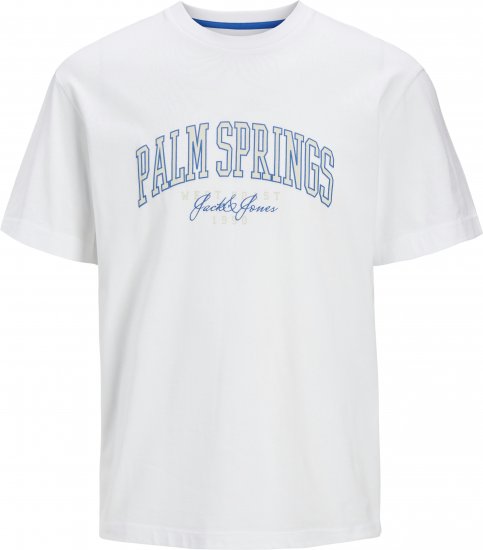 Jack & Jones Detroit Crew Neck T-Shirt White - Tričká - Nadrozmerné tričká - 2XL-14XL