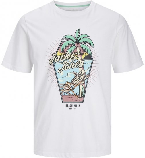 Jack & Jones Elijah Crew Neck T-Shirt White - Tričká - Nadrozmerné tričká - 2XL-14XL