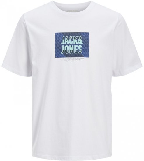 Jack & Jones Hudson Crew Neck T-Shirt White - Tričká - Nadrozmerné tričká - 2XL-14XL