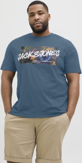 Jack & Jones Hawaii Shape Crew Neck T-Shirt Blue - Tričká - Nadrozmerné tričká - 2XL-14XL