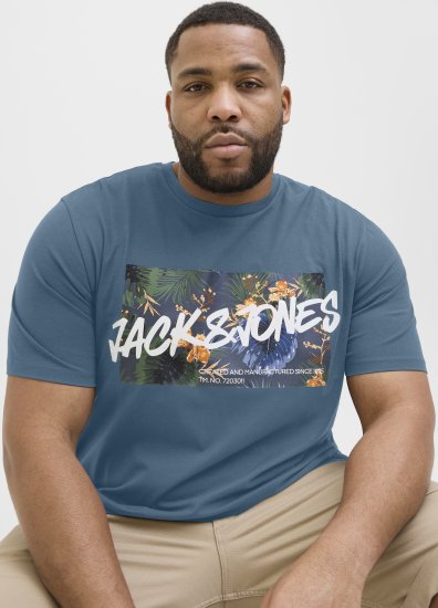 Jack & Jones Hawaii Shape Crew Neck T-Shirt Blue - Tričká - Nadrozmerné tričká - 2XL-14XL